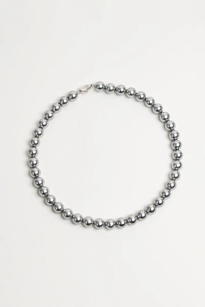 Elegant Silver Beaded Pearl Choker Fibflx