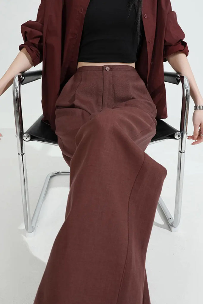 European Linen Pleated Wide-Leg Drape Pants  Fibflx