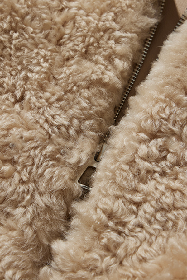 Fluffy Crop Shearling Teddy Coat with Hood Fibflx