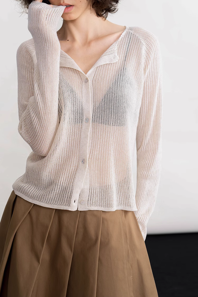 Fibflx Women's French Chic Versatile Crochet Cardigan