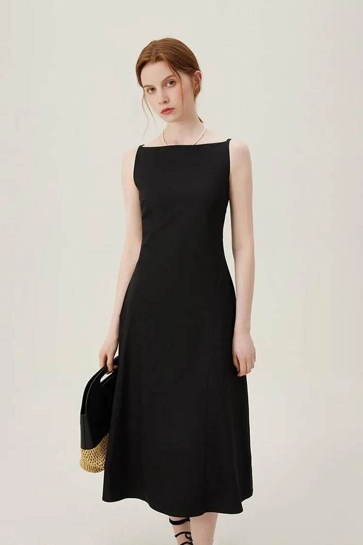 French Style Black Formal Dress