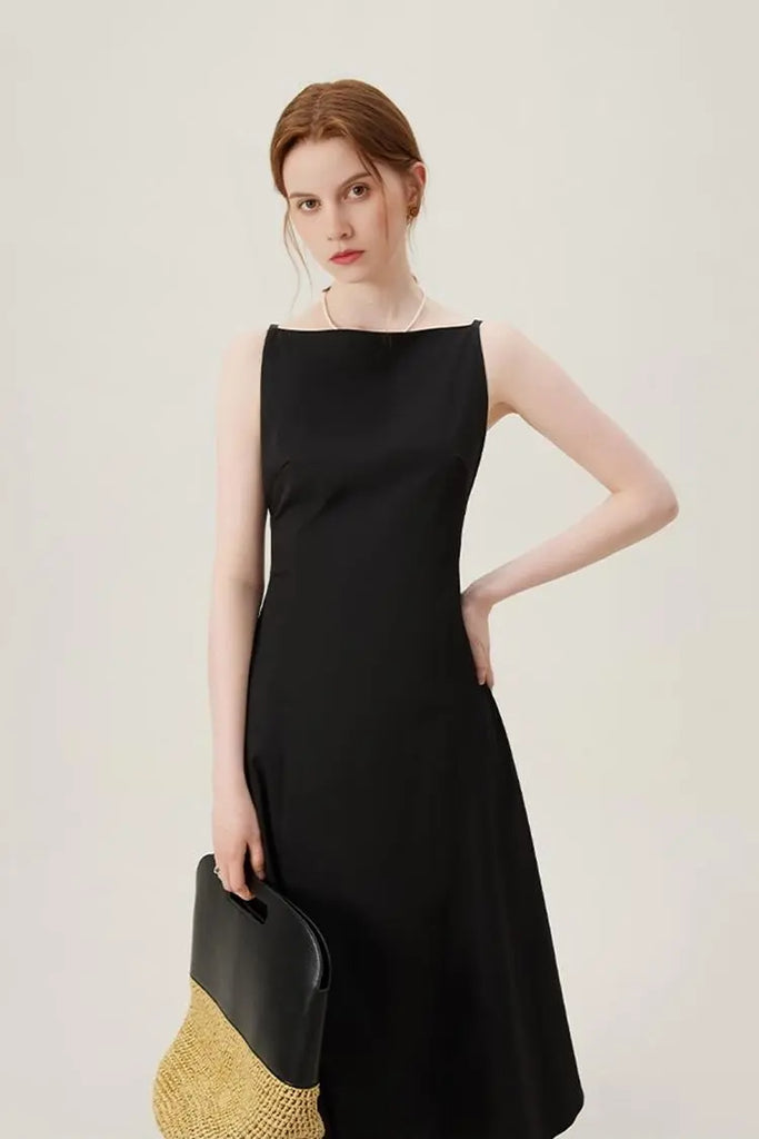 Fibflx Women's French Style Black Formal Dress