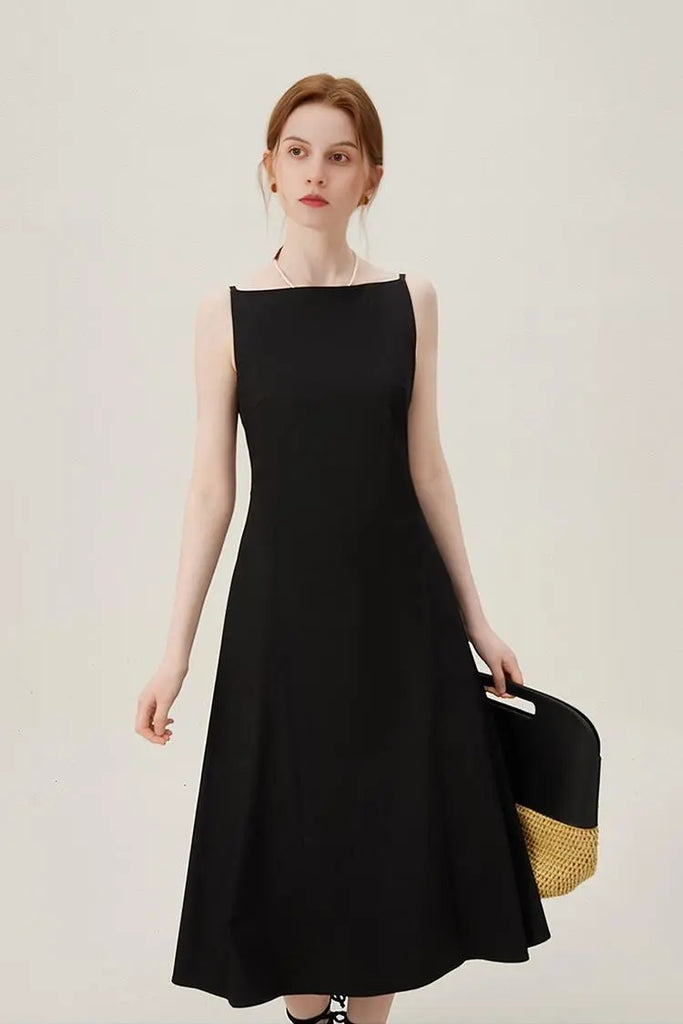 Fibflx Women's French Style Black Formal Dress