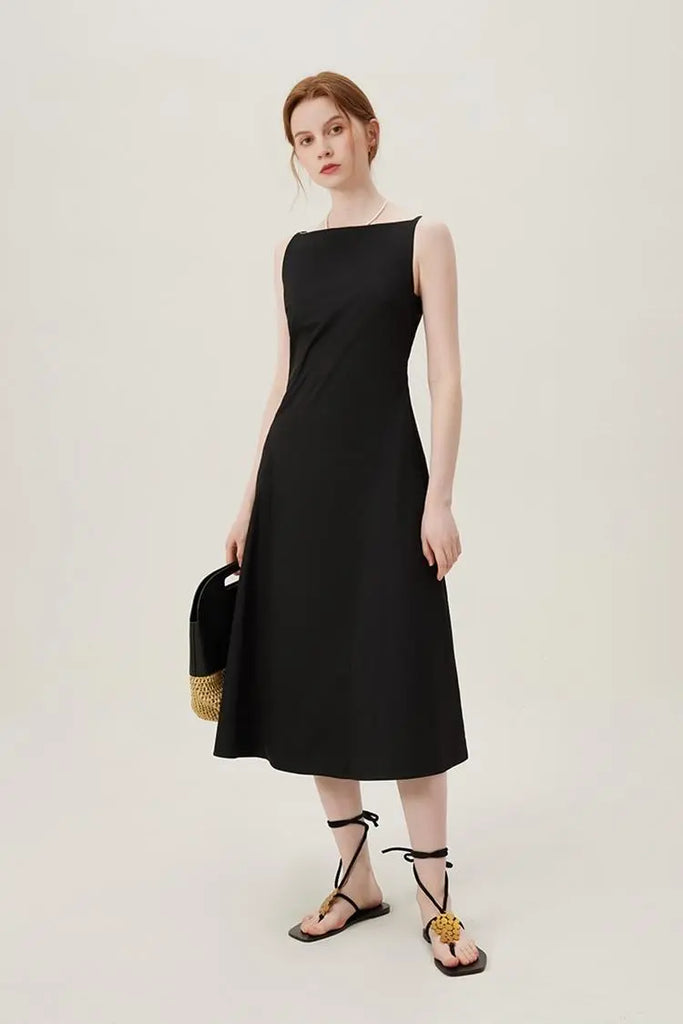 Fibflx Women's French Style Black Formal Dress