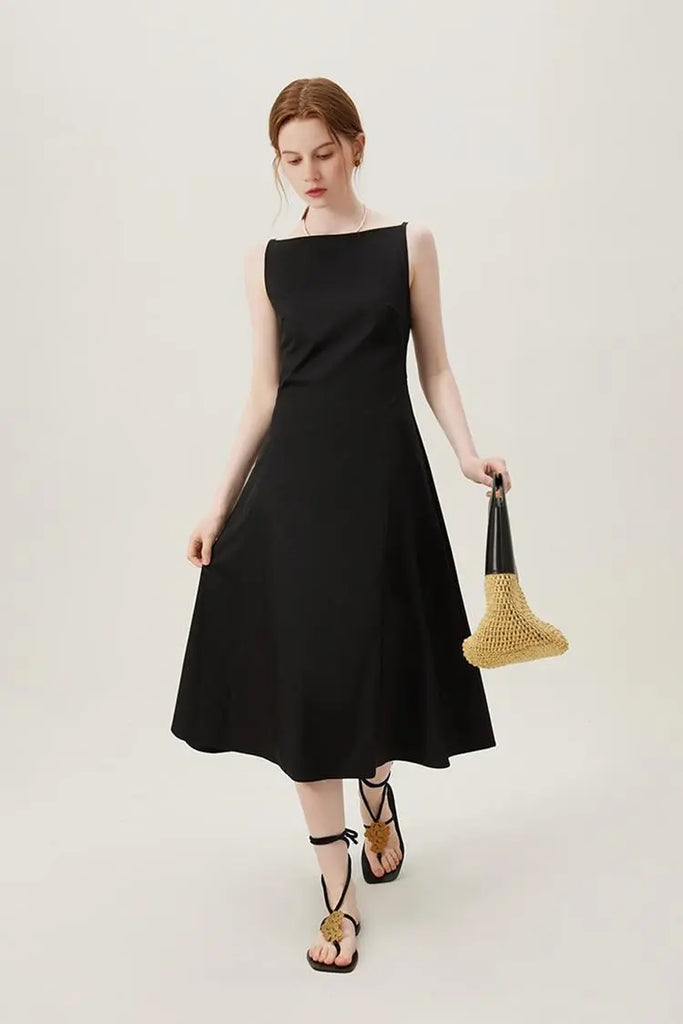 Fibflx Women's French Style Black Formal Dress