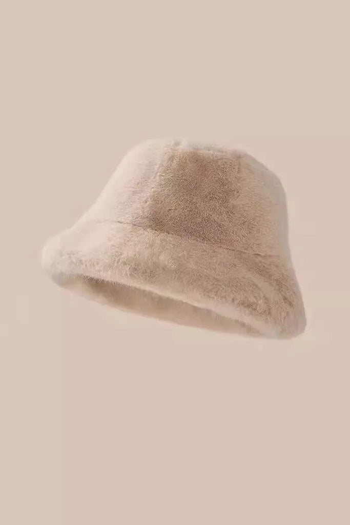 Fibflx Women's Fuzzy Faux Mink Fur Bucket Hat