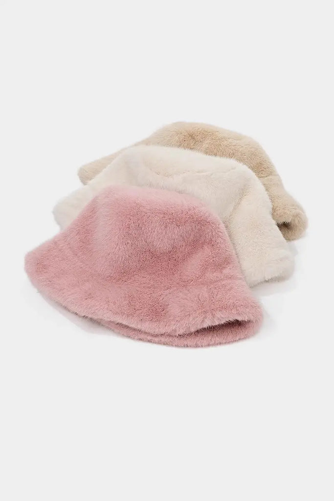 Fibflx Women's Fuzzy Faux Mink Fur Bucket Hat