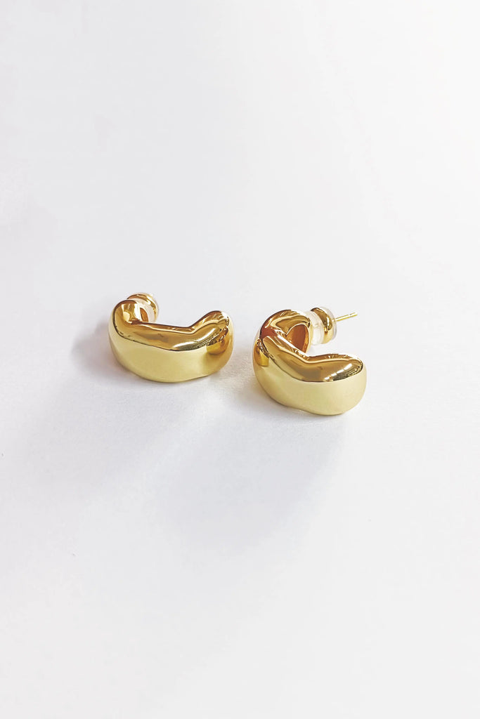 Fibflx Women's Half Hoop Gold Stud Earrings