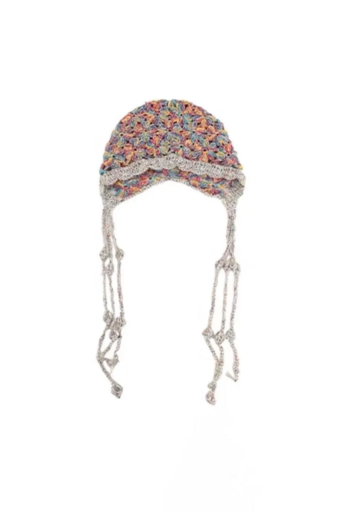 Fibflx Women's Handmade Adjustable Crochet Hat with Long Ties