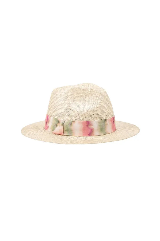 Fibflx Women's Handmade Straw Fedora Hat with Printed Band