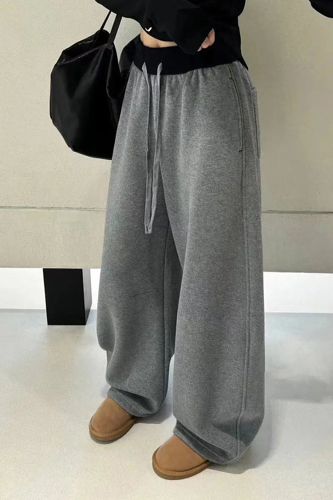 Heavyweight Low-Rise Wide-Leg Double Waist Sweatpants Fibflx