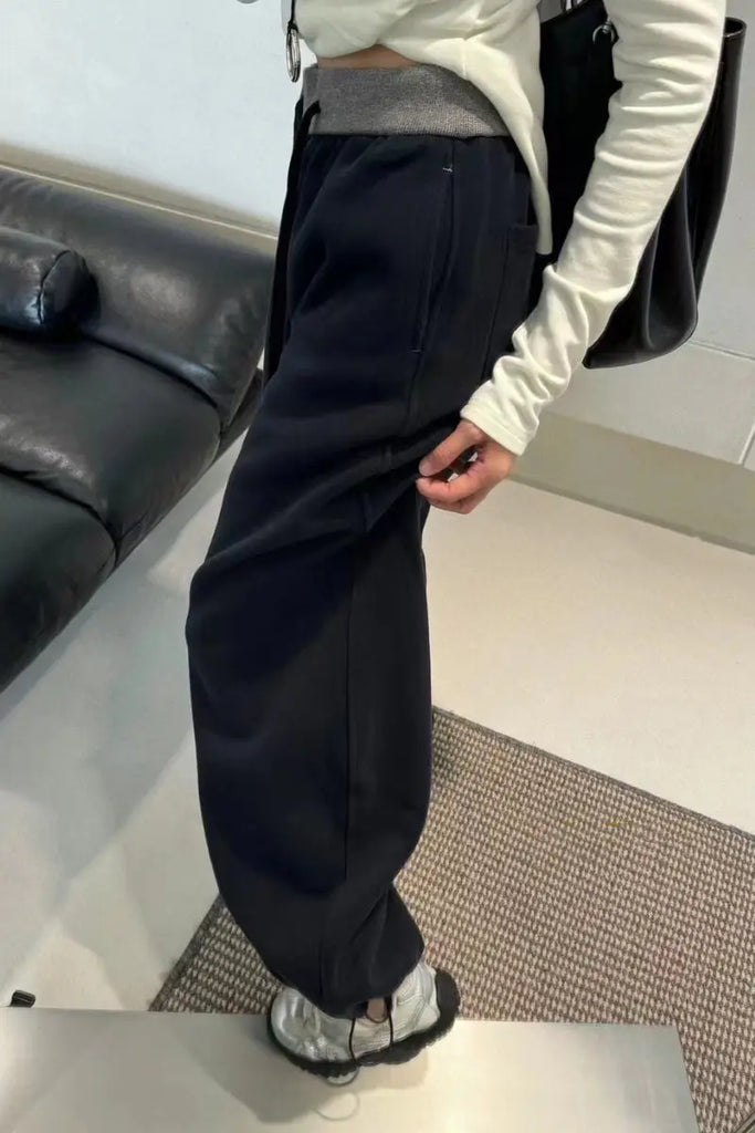 Heavyweight Low-Rise Wide-Leg Double Waist Sweatpants Fibflx