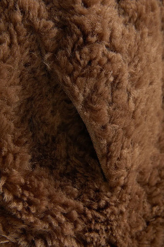 Fibflx Women's Hooded Genuine Shearling & Faux Suede Teddy Coat