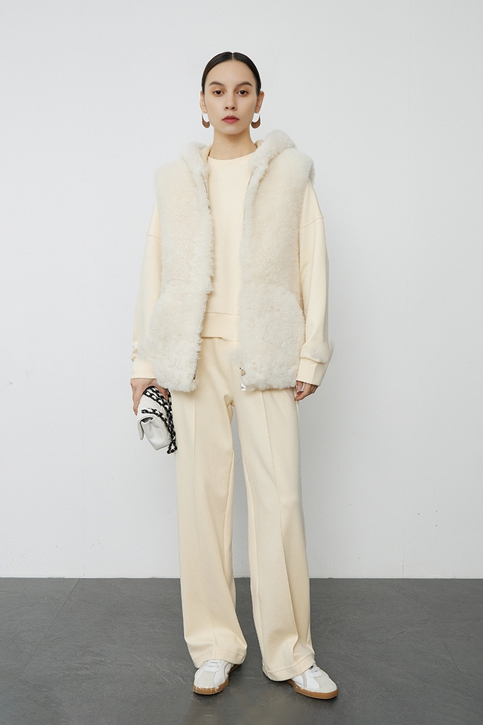 Hooded Persian Sheepskin Shearling Vest Fibflx