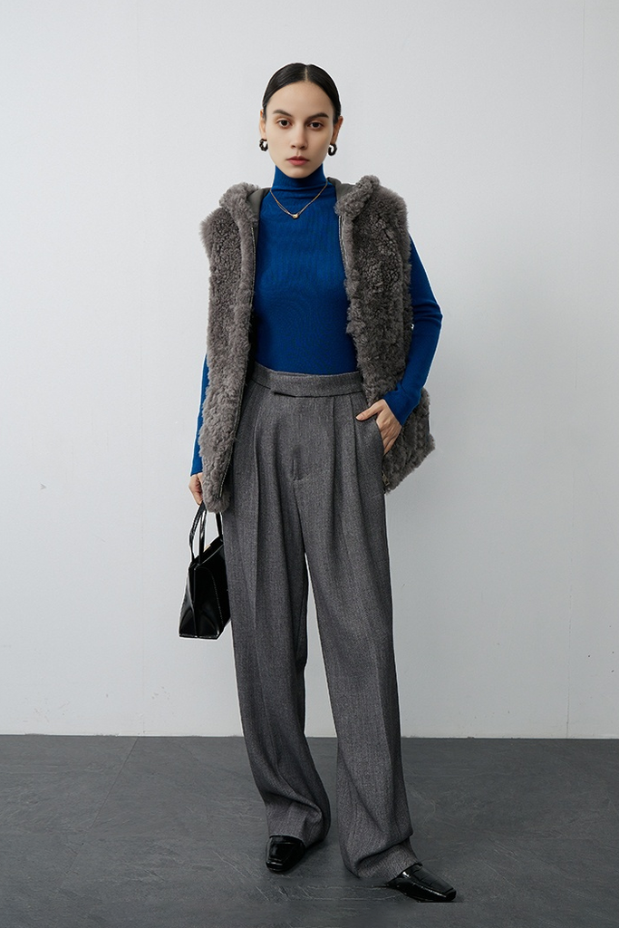 Hooded Persian Sheepskin Shearling Vest Fibflx