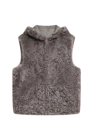 Hooded Persian Sheepskin Shearling Vest Fibflx