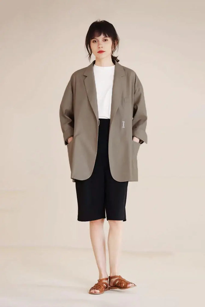 Khaki Blazer for Women Fibflx