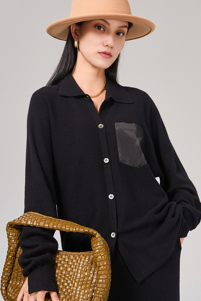 Knitted Long Sleeve Merino Wool Button Down Shirt - Fibflx