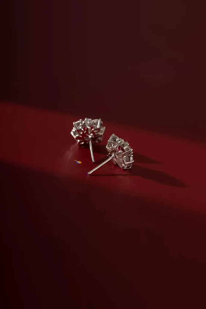 Fibflx Women's Lab Grown Diamond Flower Cluster Stud Earrings