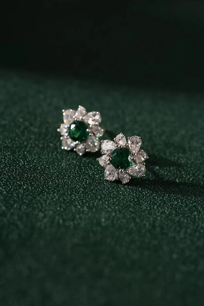 Fibflx Women's Lab Grown Diamond Flower Cluster Stud Earrings