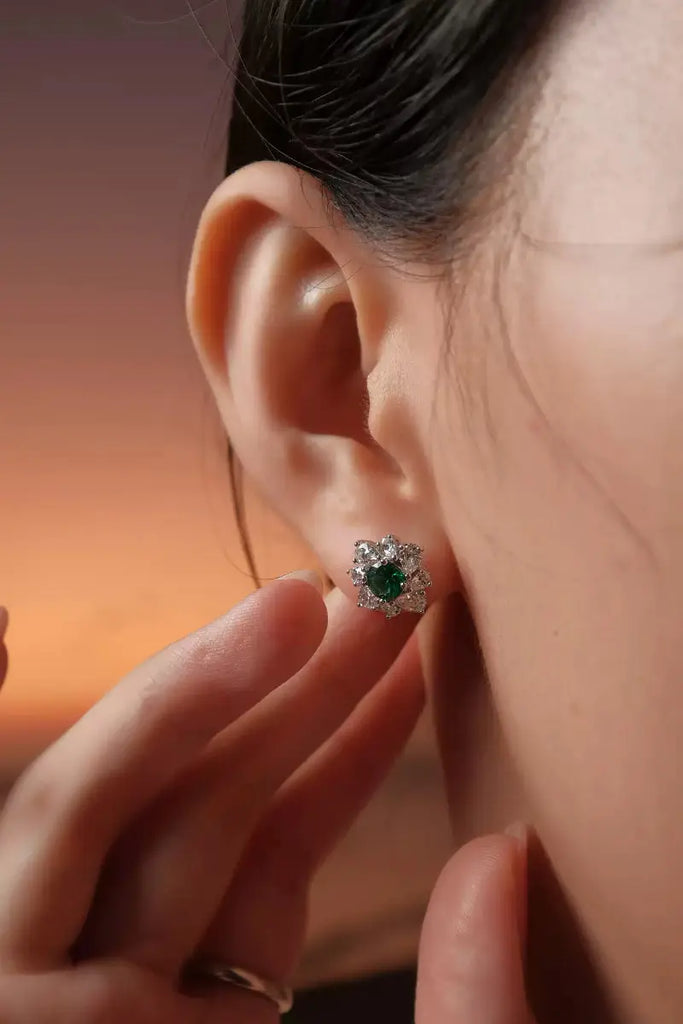 Fibflx Women's Lab Grown Diamond Flower Cluster Stud Earrings