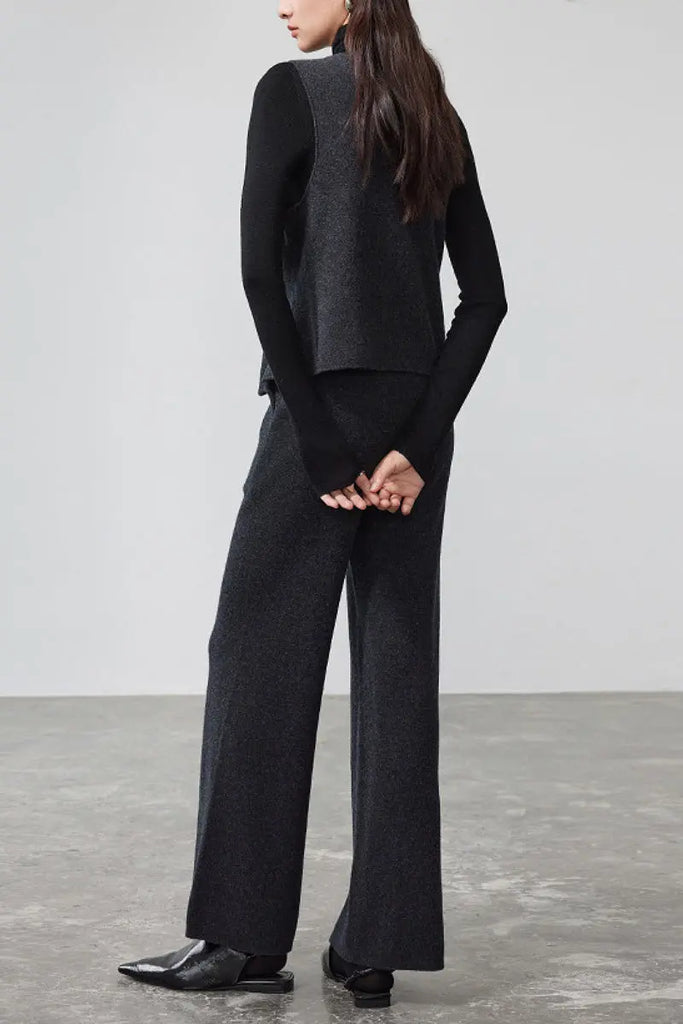 Fibflx Women's Lightweight Boiled Wool Tailored V-Neck Suit Vest