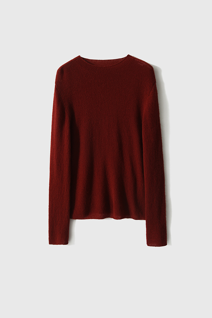 Lightweight Cashmere Crew Neck Sweater L / Brick Red / 100% Cashmere Fibflx