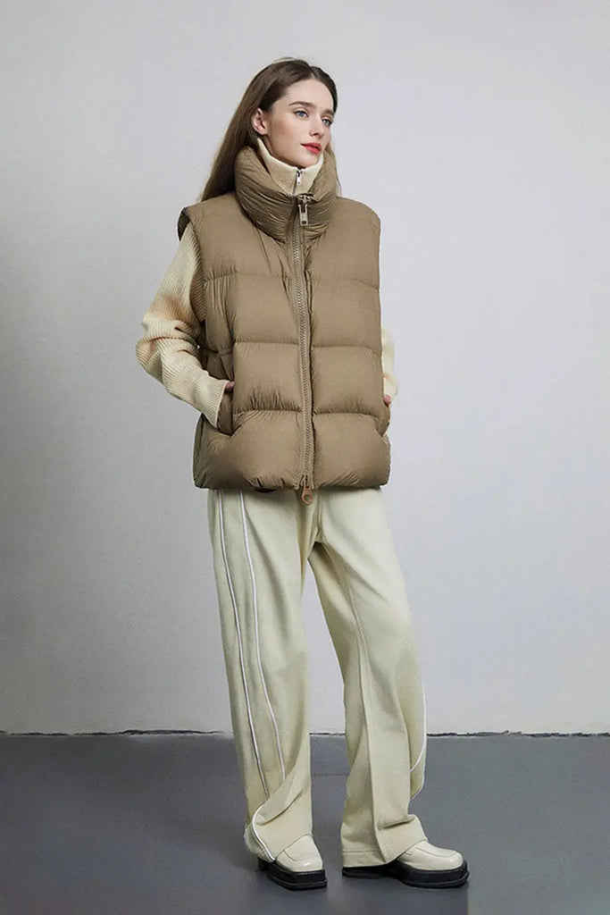 Fibflx Women's Lightweight Puffer Down Vest with Two-Way Zip