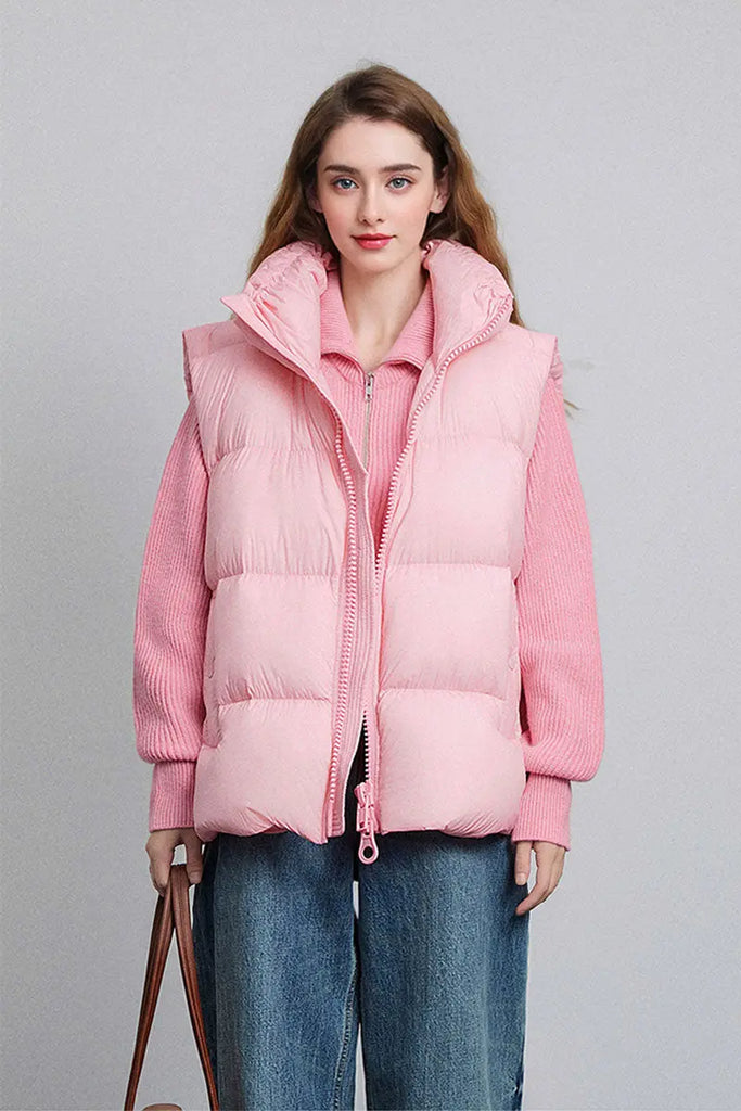 Fibflx Women's Lightweight Puffer Down Vest with Two-Way Zip