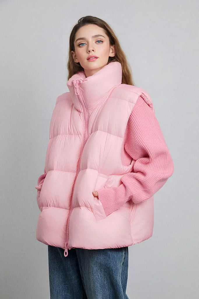 Fibflx Women's Lightweight Puffer Down Vest with Two-Way Zip