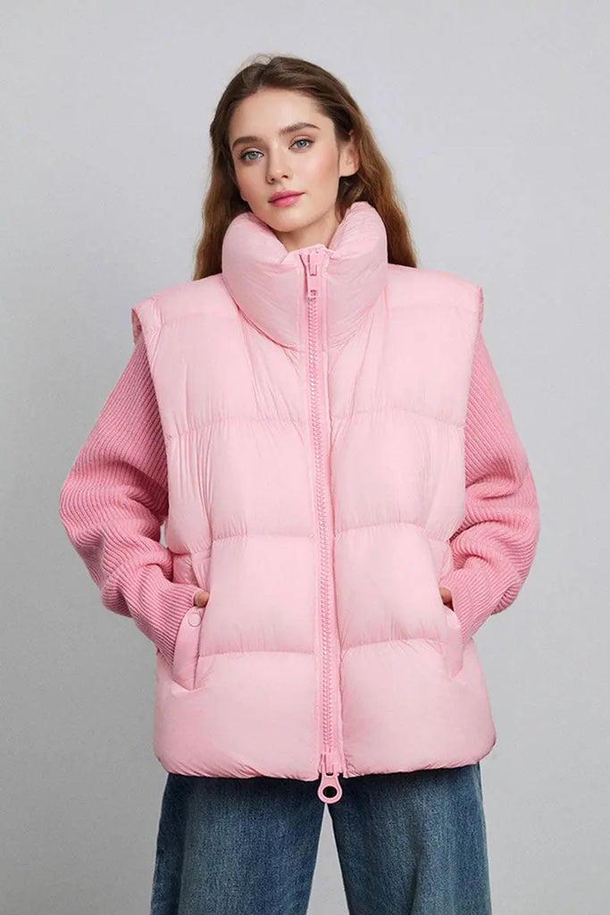 Fibflx Women's Lightweight Puffer Down Vest with Two-Way Zip