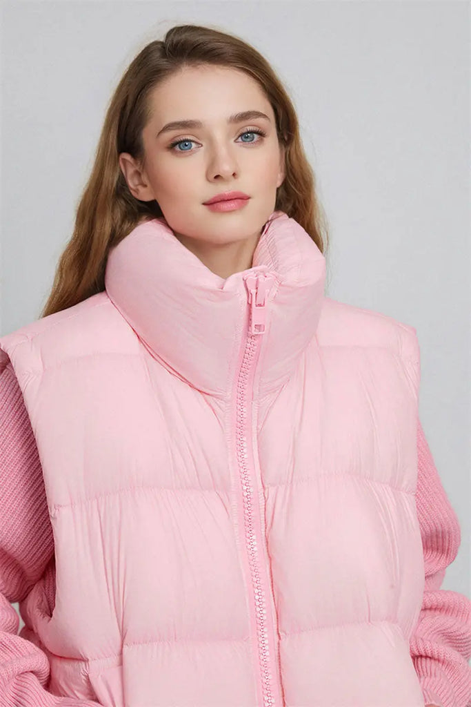 Fibflx Women's Lightweight Puffer Down Vest with Two-Way Zip