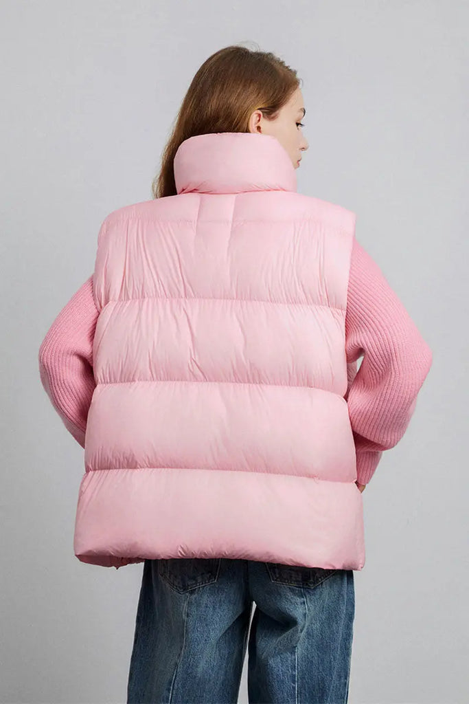 Fibflx Women's Lightweight Puffer Down Vest with Two-Way Zip