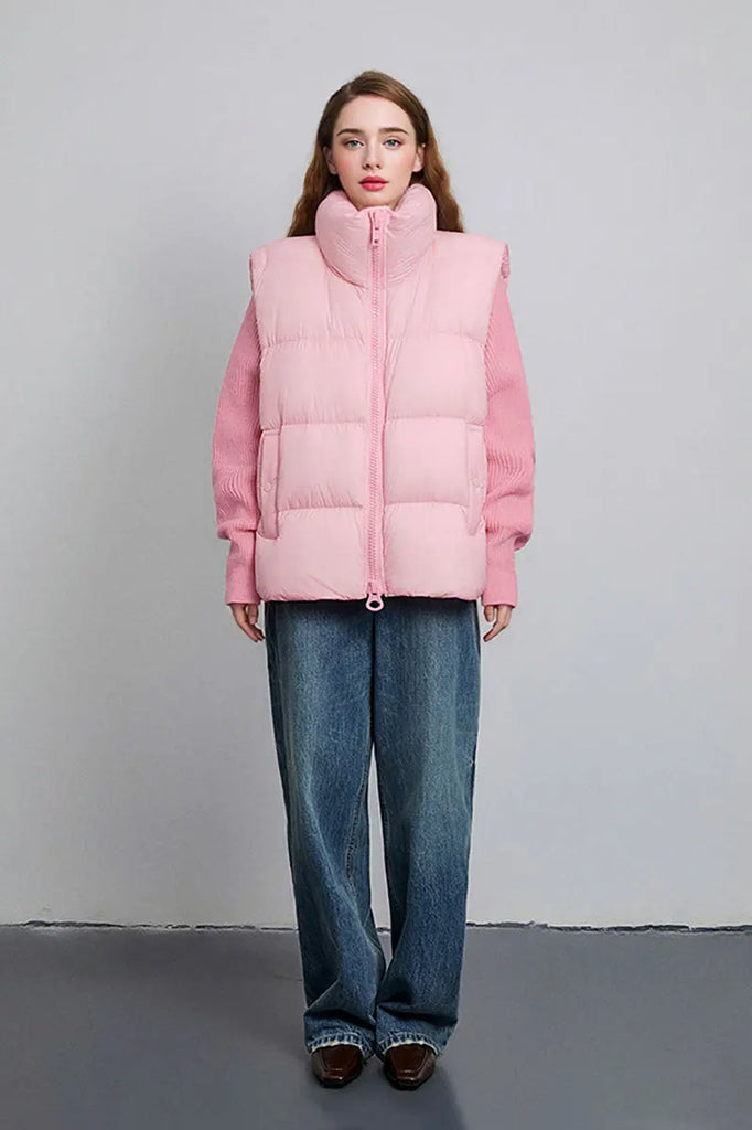 Fibflx Women's Lightweight Puffer Down Vest with Two-Way Zip