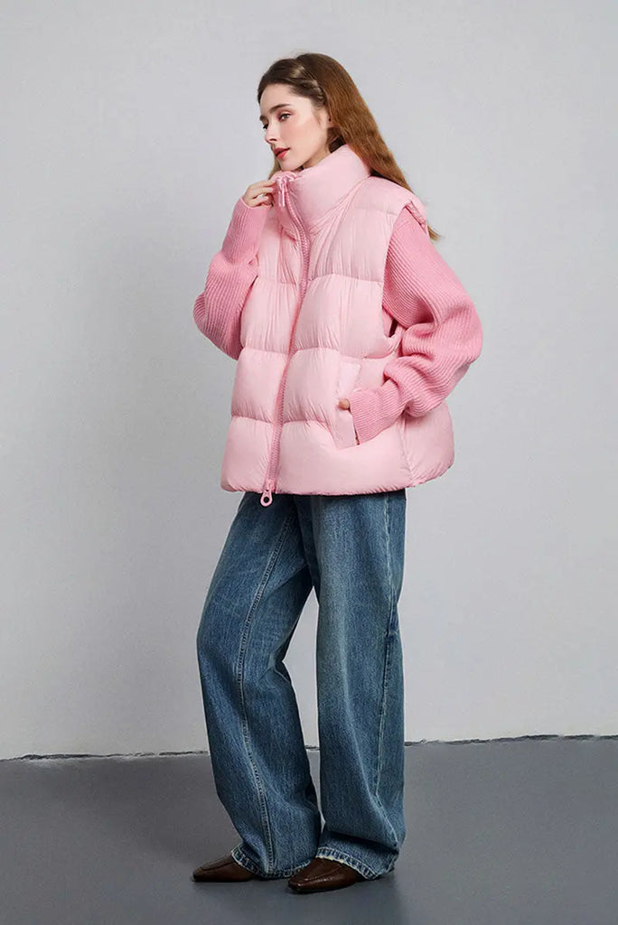 Fibflx Women's Lightweight Puffer Down Vest with Two-Way Zip