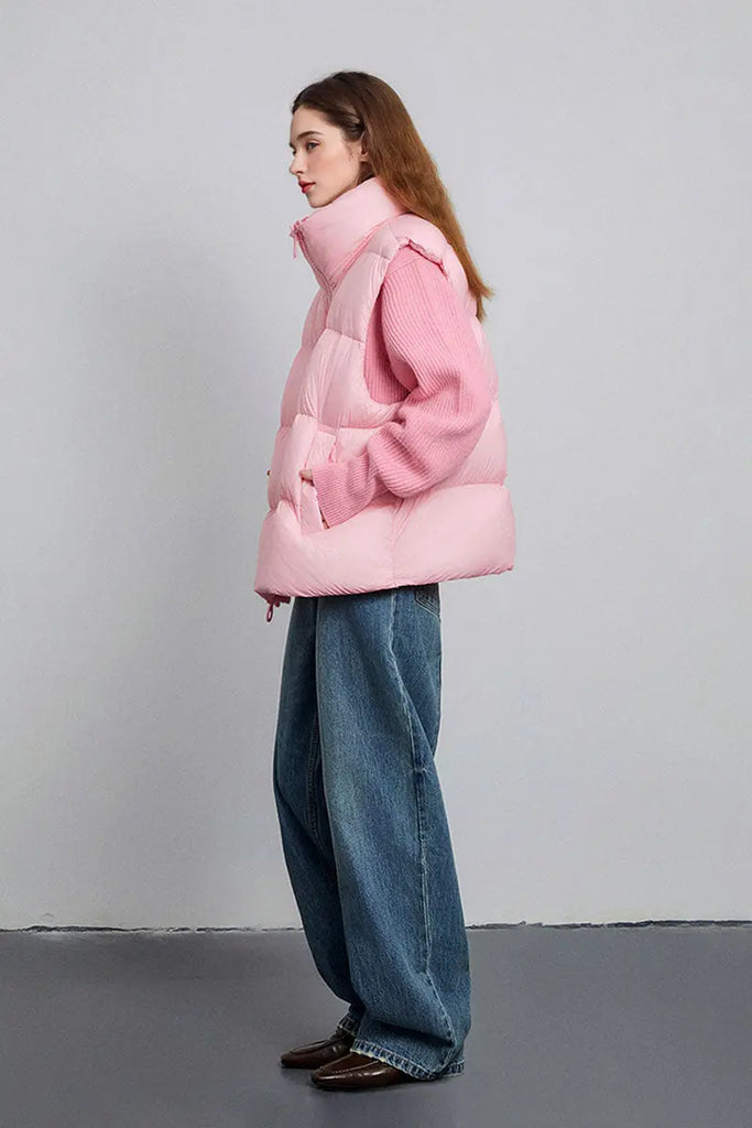 Fibflx Women's Lightweight Puffer Down Vest with Two-Way Zip