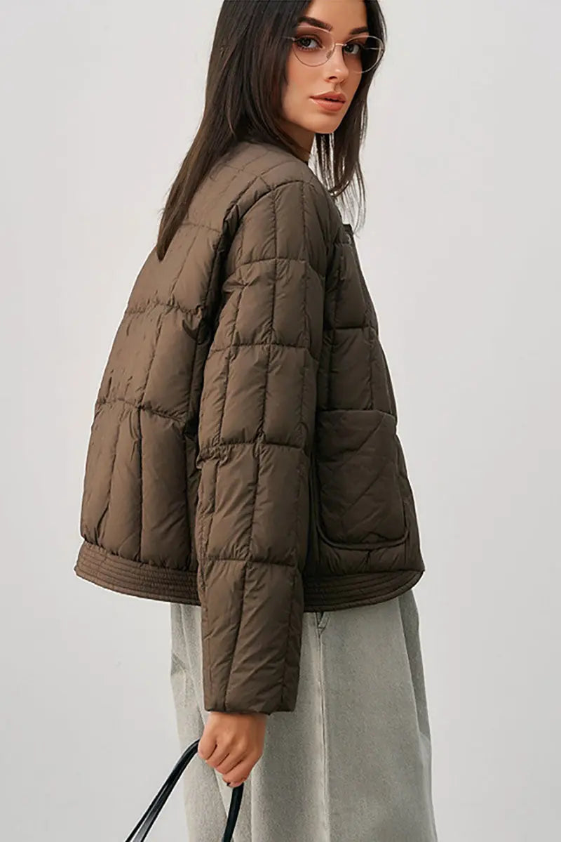 twill　新品未使用タグ付き　PUFF SLEEVE SHAPE JACKET Fibflx Women's Lightweight Quilted Cropped Down Puffer Jacket with