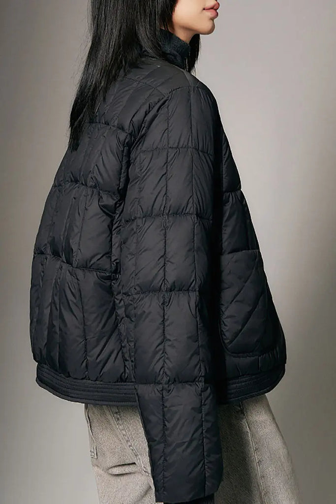 Fibflx Women's Lightweight Quilted Cropped Jacket with Snap Button