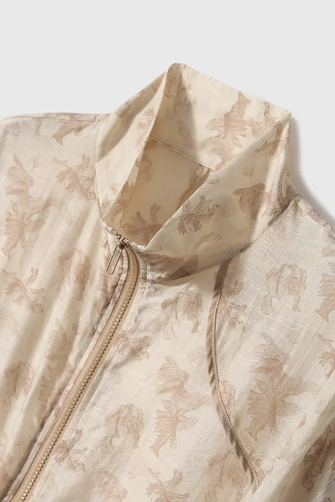 Lightweight Sheer Jacquard Bomber Jacket in Tencel Fibflx