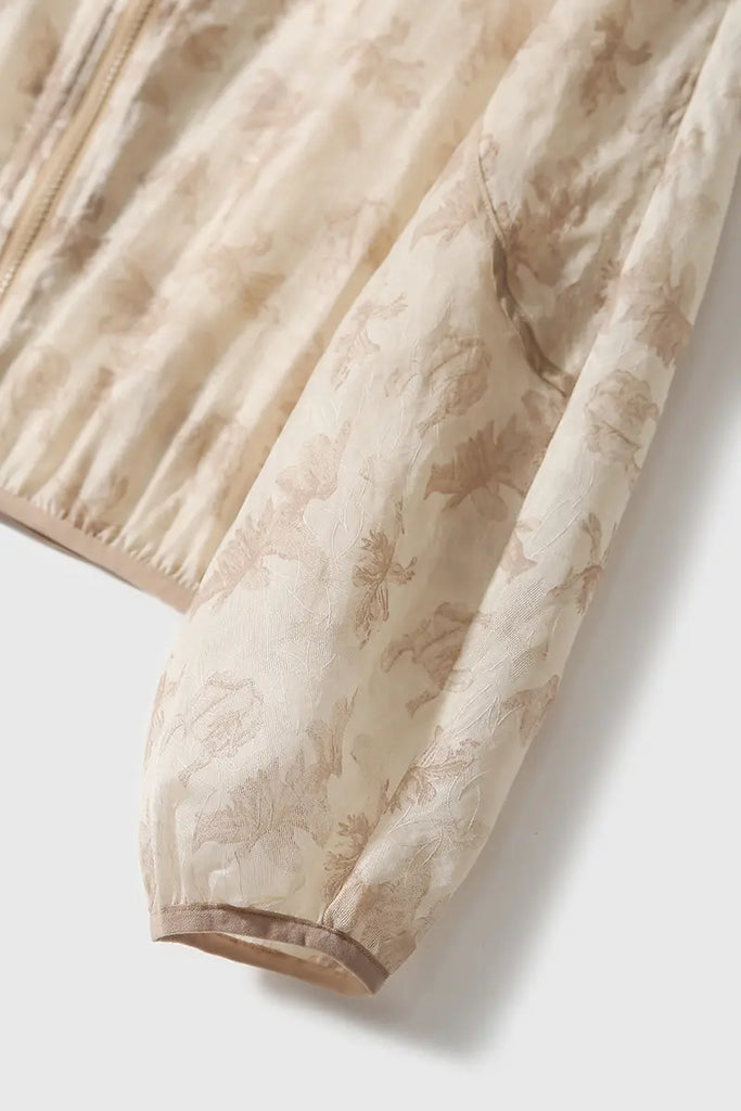 Lightweight Sheer Jacquard Bomber Jacket in Tencel Fibflx