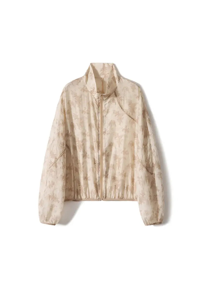 Lightweight Sheer Jacquard Bomber Jacket in Tencel Fibflx