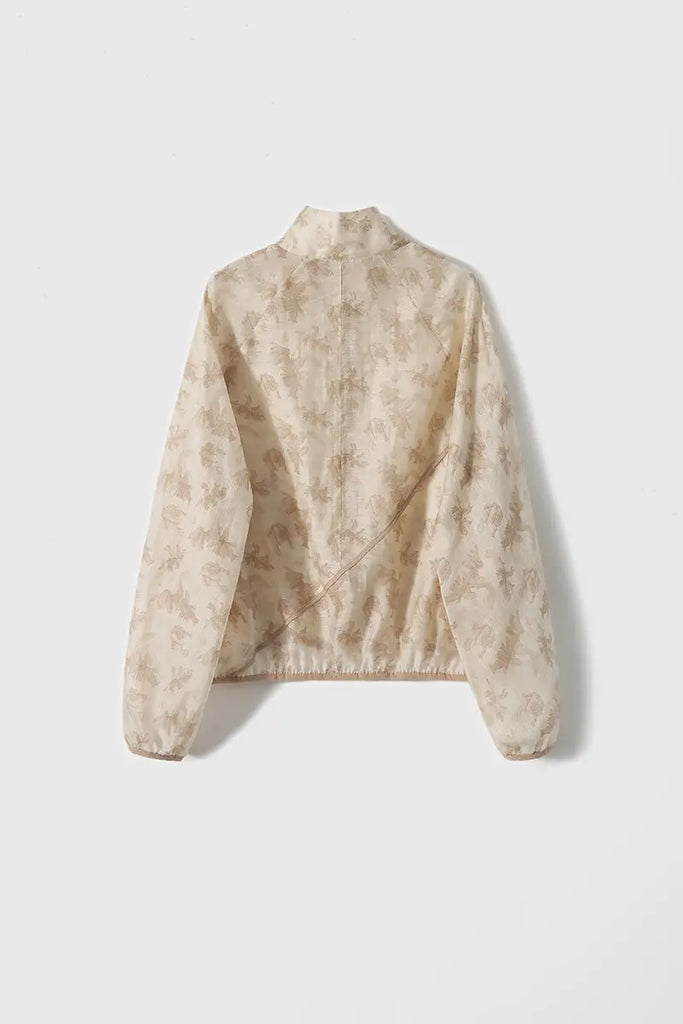 Lightweight Sheer Jacquard Bomber Jacket in Tencel Fibflx