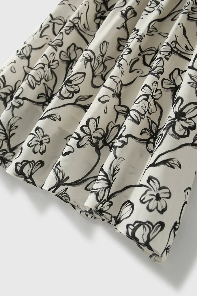 Linen Floral Sleeveless Midi Dress - Fibflx