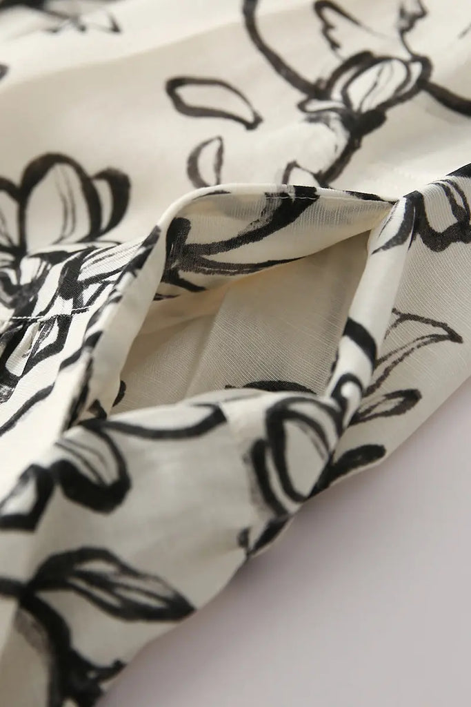 Linen Floral Sleeveless Midi Dress - Fibflx