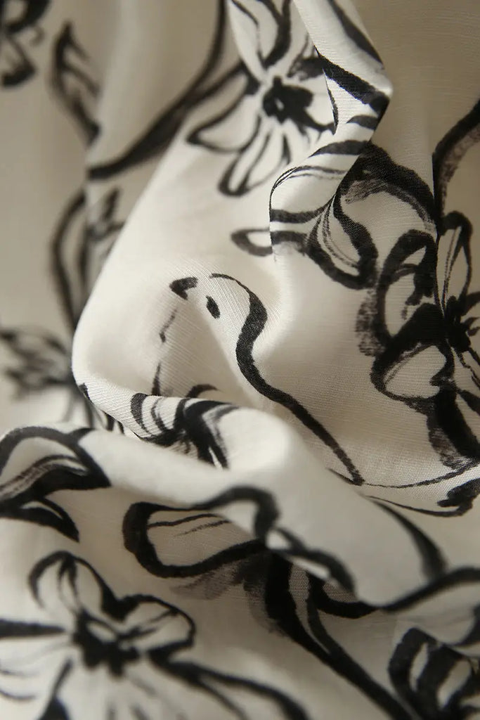 Linen Floral Sleeveless Midi Dress - Fibflx