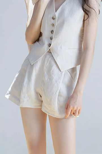 Fibflx Women's Linen Pleated Shorts