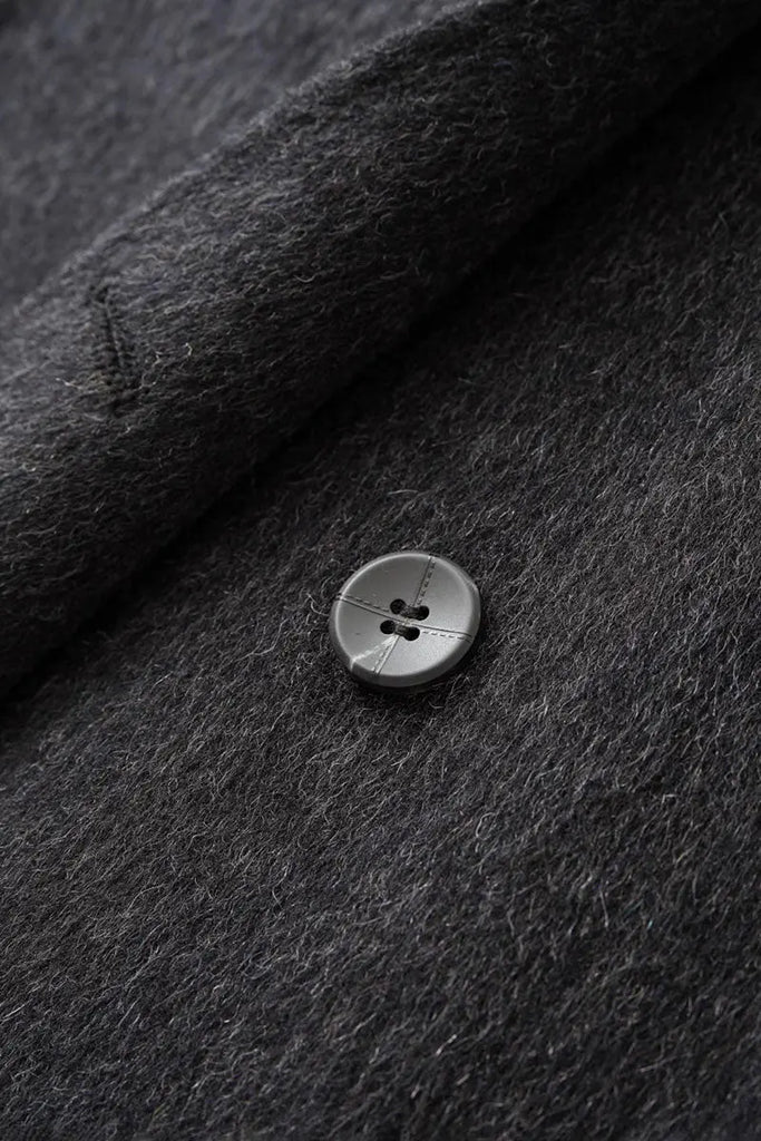 Fibflx Women's Long Australian Wool Blend Double Breasted Belted Coat with Stand-Up Collar