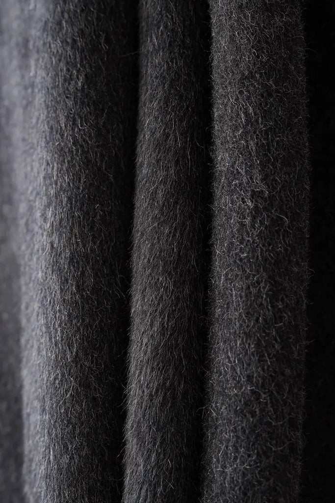 Fibflx Women's Long Australian Wool Blend Double Breasted Belted Coat with Stand-Up Collar