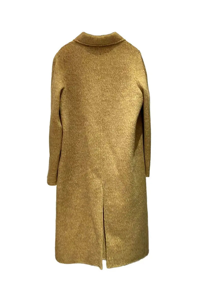 Fibflx Women's Long Double Faced Wool-Blend Coat with Peter Pan Collar