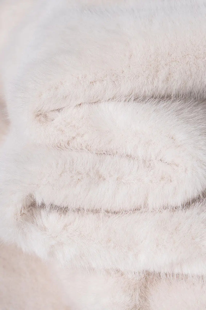 Long Double-breasted Pink Faux Fur Coat With Lapel Collar Fibflx